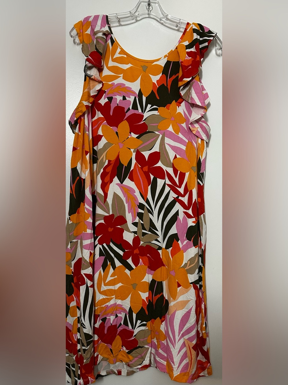 LOFT Multicolor Floral Ruffle Sleeve Dress